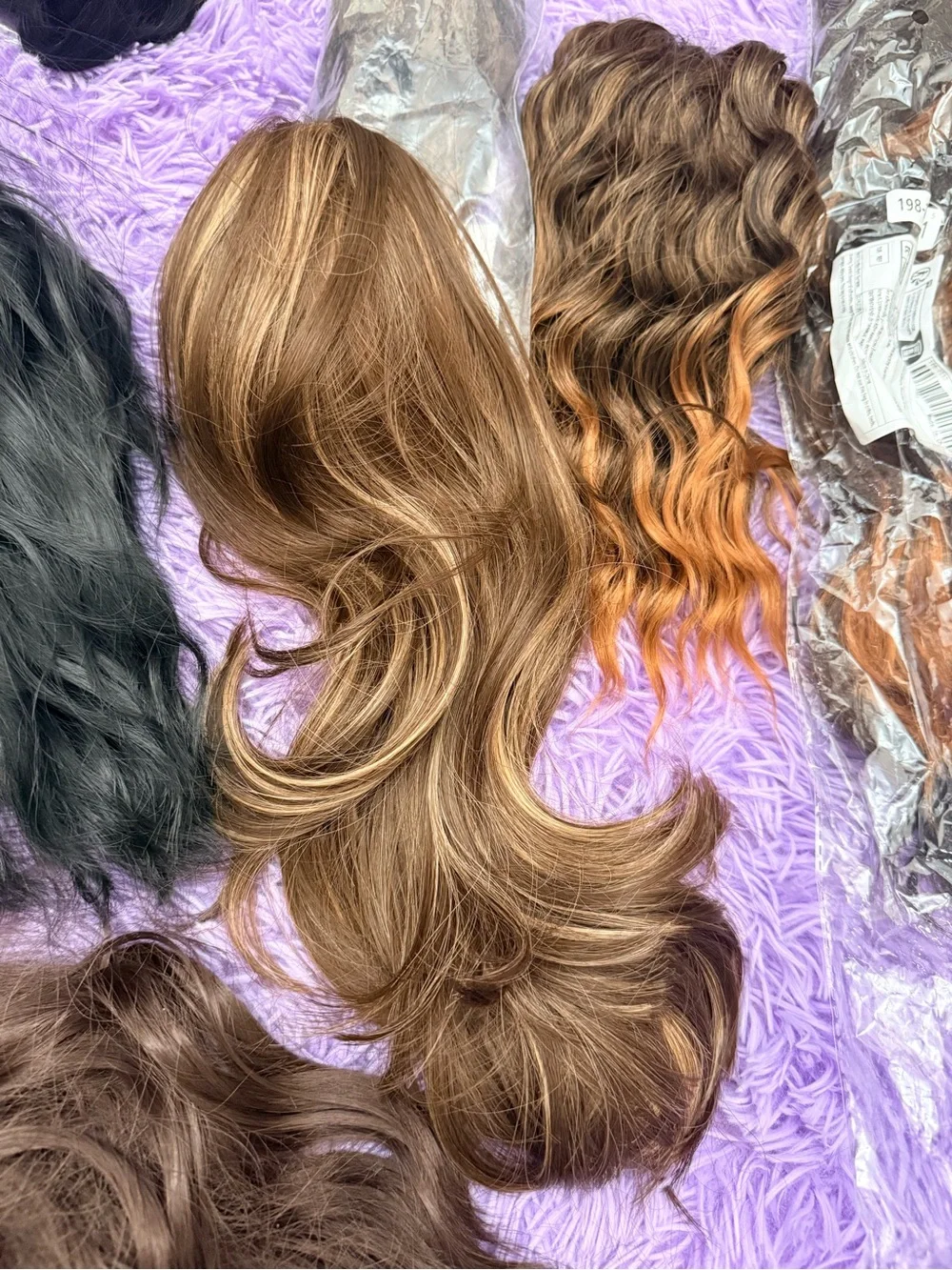 Assorted lot Women’s Hairpieces and Extensions - Black, Brown, Blonde Highlights